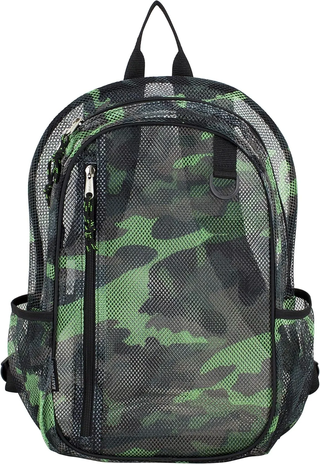 Eastsport Gym Mesh Backpack See Through Semi Transparent with Adjustable Straps for Work, Travel, Security, Swimming and Beach - Camo/Black