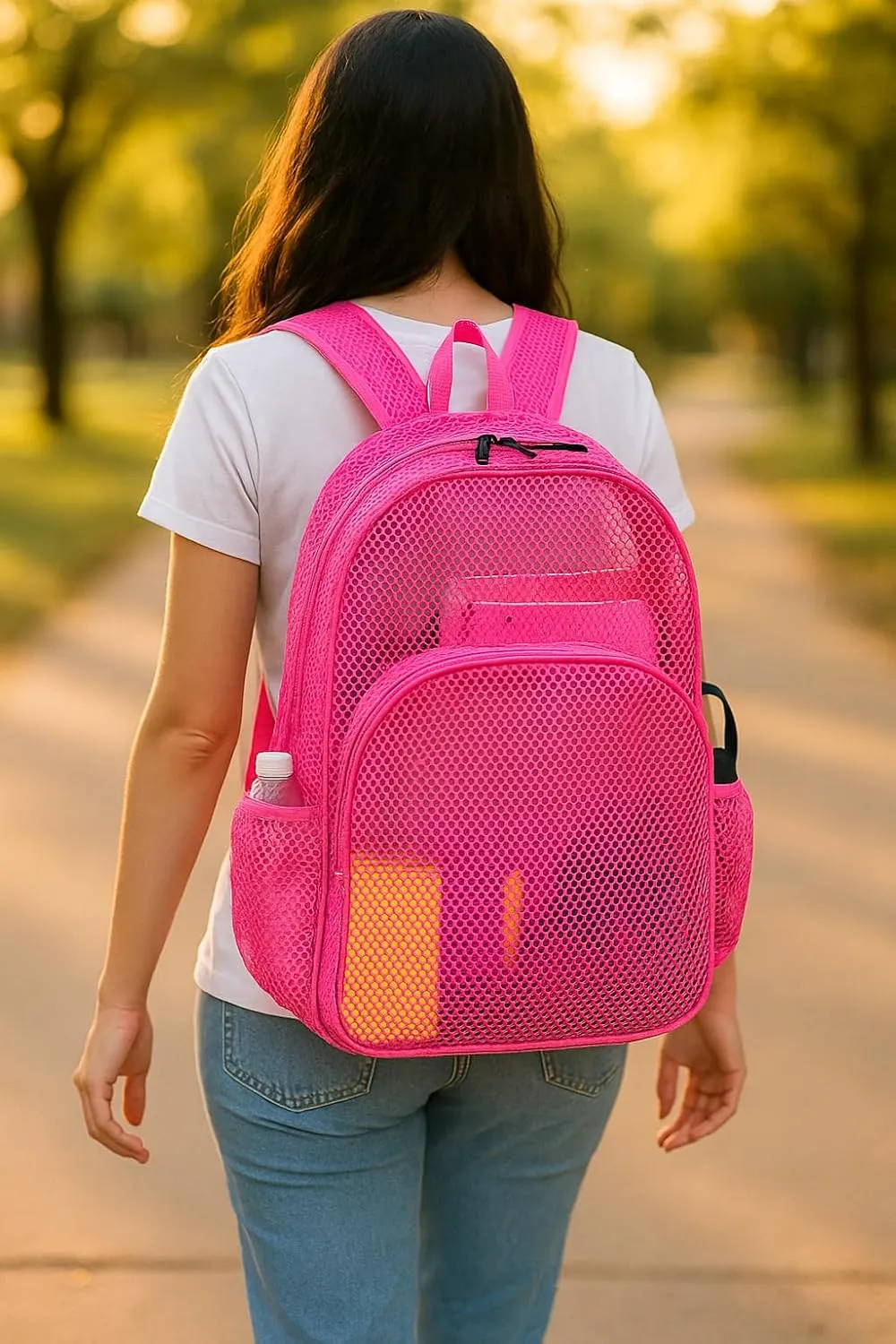 Eastsport Mesh Gym Bag Bungee Sport Swimming Bag Backpack, Pink