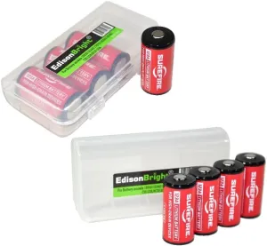 EdisonBright 8 Batteries Pack SureFire CR123A Lithium Batteries (Made in The USA) SF123A BBX3 with 2X Battery Carry Cases Bundle