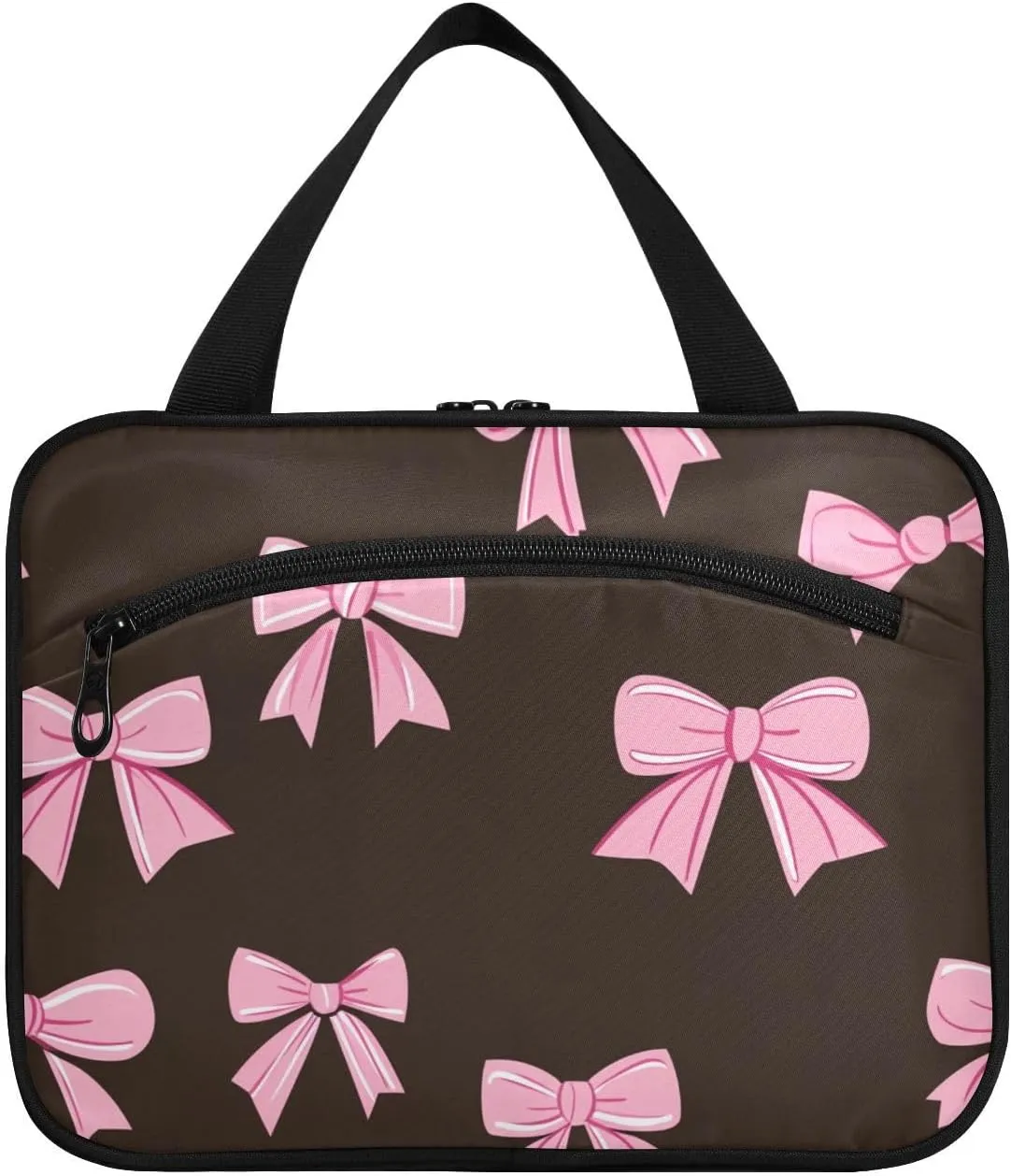Elegant Bow Cute Cartoon hanging makeup bag travel cosmetic with hook, designer essential brush bag for travel make up vacation bolso de mano para hombre L