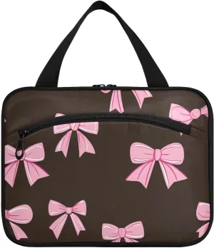 Elegant Bow Cute Cartoon hanging makeup bag travel cosmetic with hook, designer essential brush bag for travel make up vacation bolso de mano para hombre L