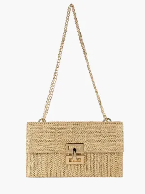Elegant Chain-Strap Woven Clutch