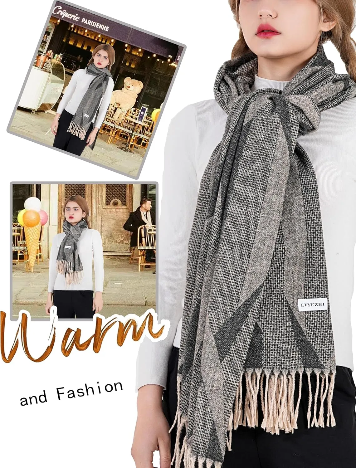 Elegant oversized shawl scarf Cashmere feel blanket scarf