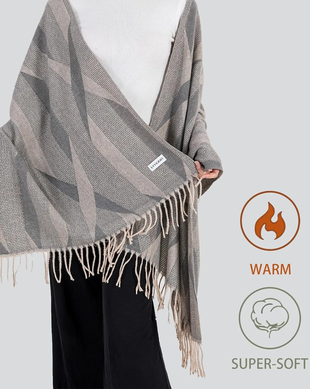 Elegant oversized shawl scarf Cashmere feel blanket scarf