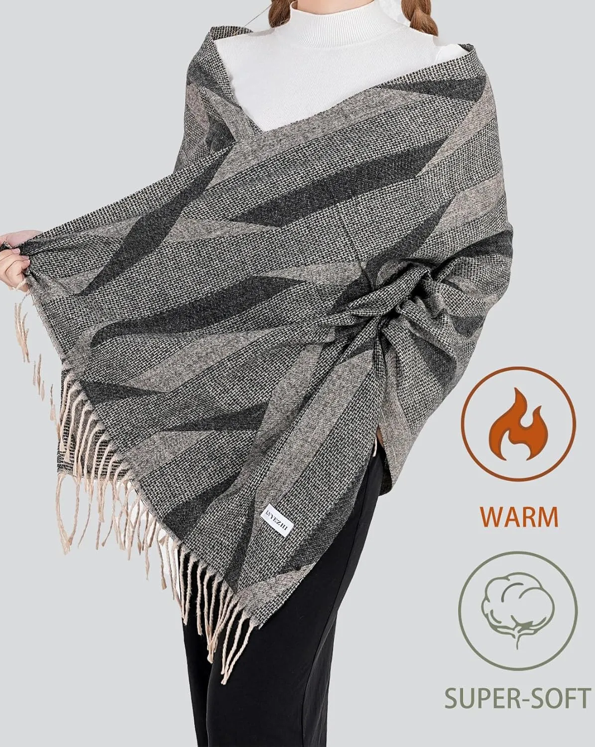 Elegant oversized shawl scarf Cashmere feel blanket scarf