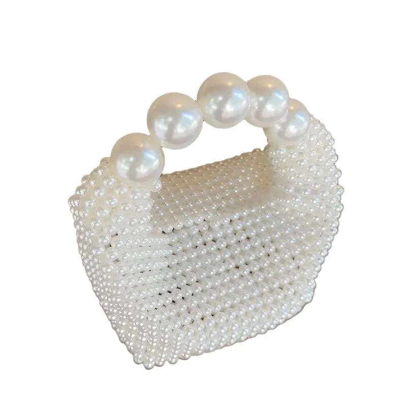 Elegant Women's Beaded Woven Pearl Tote Bag–Evening Parties & Holidays Handbag