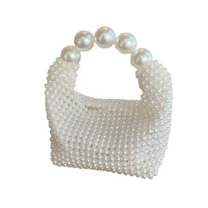 Elegant Women's Beaded Woven Pearl Tote Bag–Evening Parties & Holidays Handbag