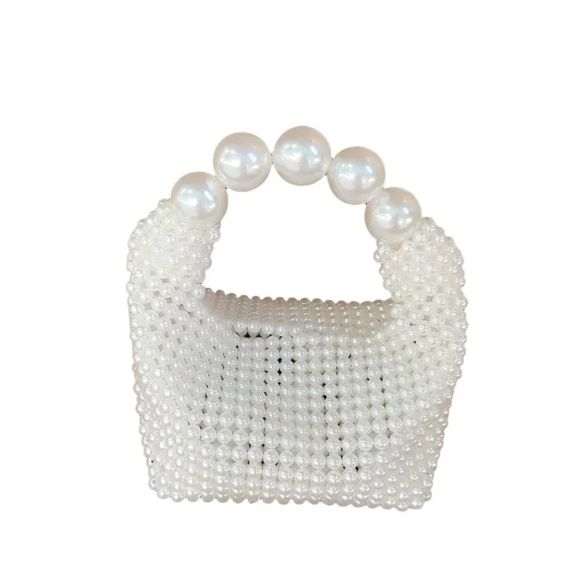 Elegant Women's Beaded Woven Pearl Tote Bag–Evening Parties & Holidays Handbag