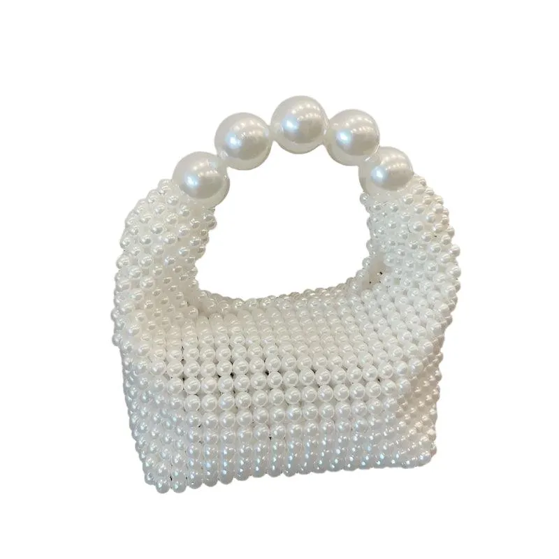 Elegant Women's Beaded Woven Pearl Tote Bag–Evening Parties & Holidays Handbag