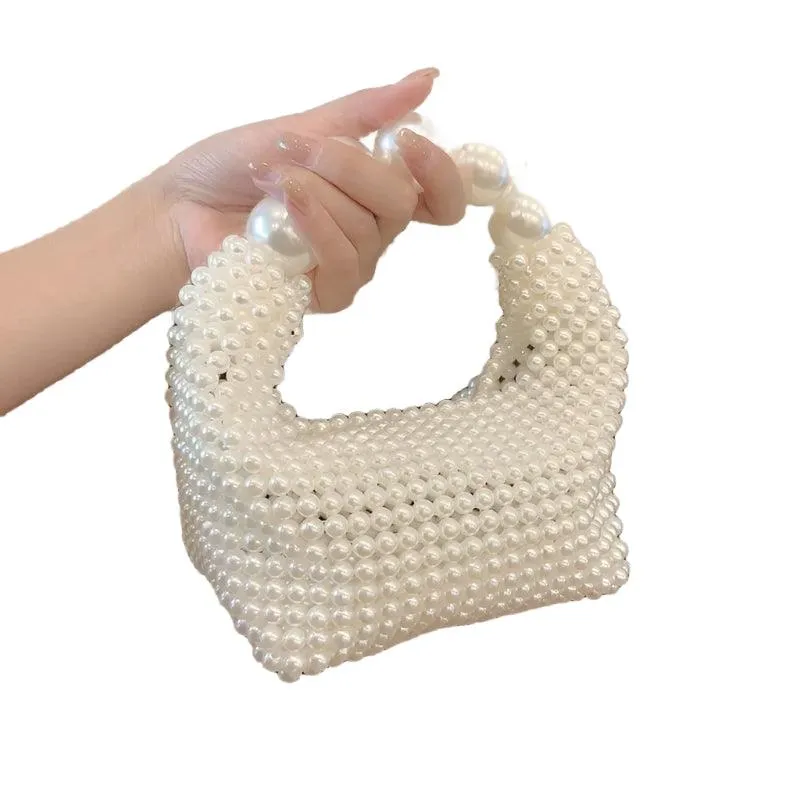 Elegant Women's Beaded Woven Pearl Tote Bag–Evening Parties & Holidays Handbag
