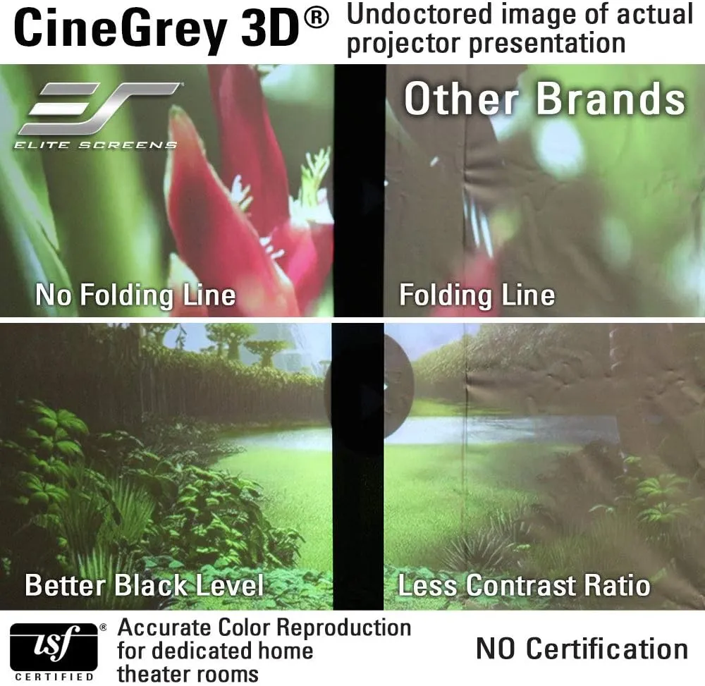 Elite Screens 120-Inch ALR Projector Screen 16:9 – Ceiling & Ambient Light Rejecting, Fixed Frame Wall Mounted, ISF-Certified CineGrey 3D for Home Theater, Standard Throw Projectors, ER120DHD3