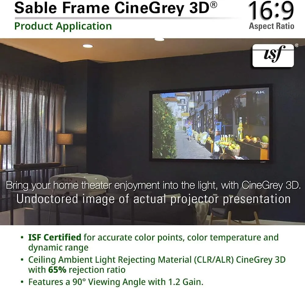 Elite Screens 120-Inch ALR Projector Screen 16:9 – Ceiling & Ambient Light Rejecting, Fixed Frame Wall Mounted, ISF-Certified CineGrey 3D for Home Theater, Standard Throw Projectors, ER120DHD3