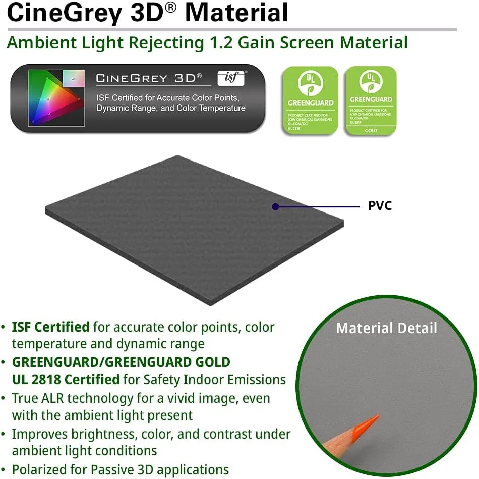 Elite Screens 120-Inch ALR Projector Screen 16:9 – Ceiling & Ambient Light Rejecting, Fixed Frame Wall Mounted, ISF-Certified CineGrey 3D for Home Theater, Standard Throw Projectors, ER120DHD3