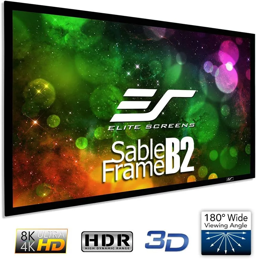 Elite Screens Sable Frame B2 Series 135-Inch Fixed Frame Projector Screen, 16:9 Ultra HD 4K/8K & Active 3D Ready, ISF Certified CineWhite UHD-B Material, Home Theater UST Projection Screens, SB135WH2