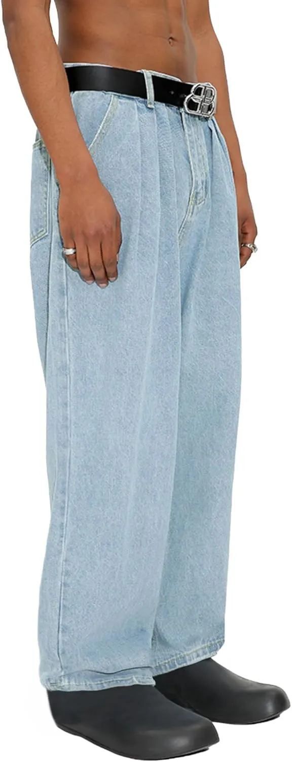 EMMIOL Mens Baggy Hip Hop Jeans Loose Fit Long Denim Pants Casual Trousers Streetwear