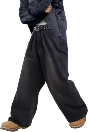 EMMIOL Mens Baggy Hip Hop Jeans Y2K 90s Vintage Trousers Solid Loose Fit Denim Pants Streetwear