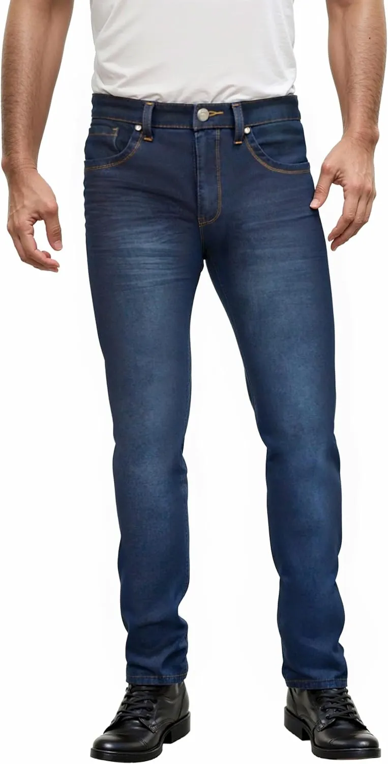 ETHANOL Mens Super Comfy Straight Stretch Knit Jersey Denim Five Pocket Jean