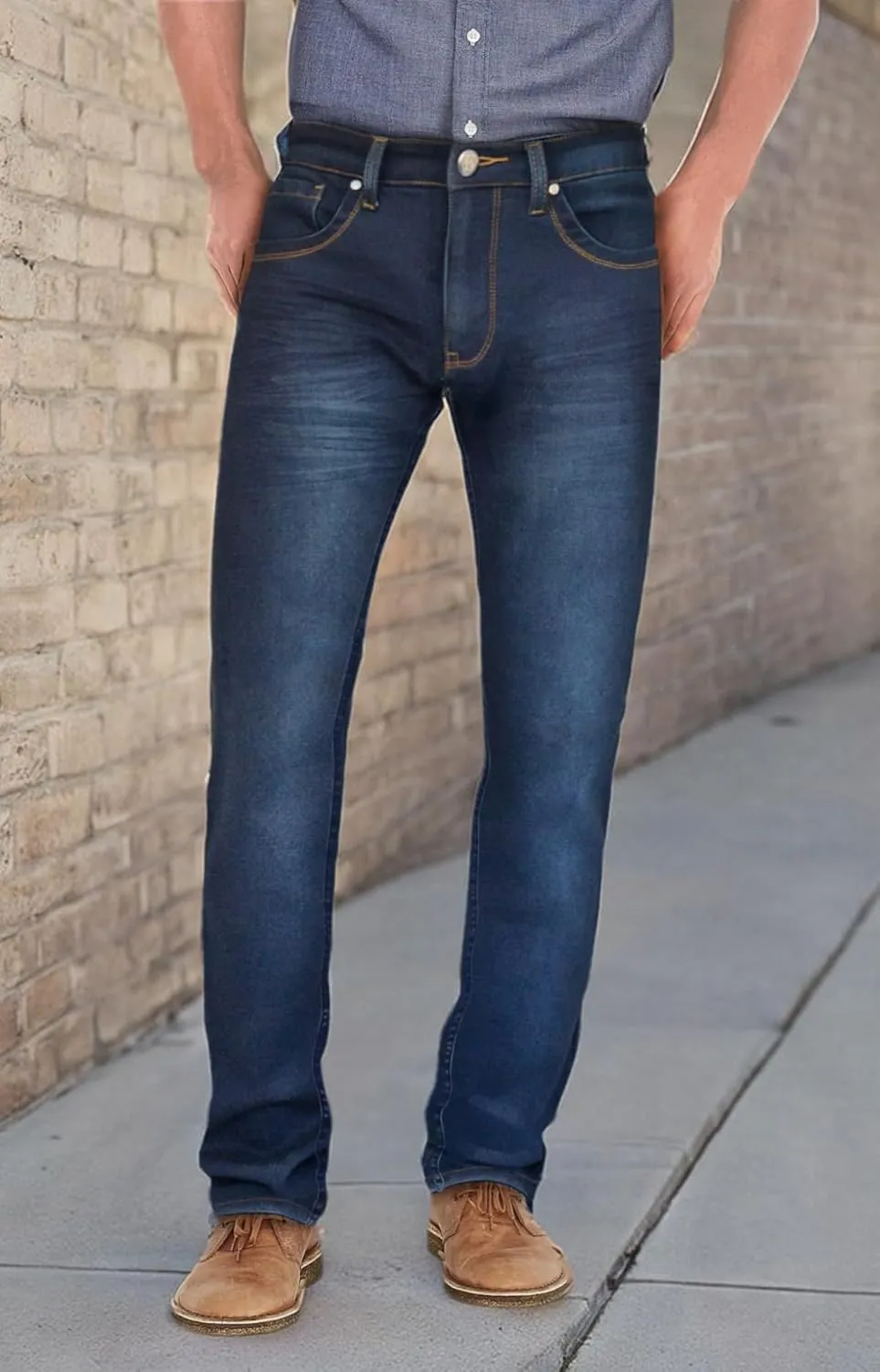 ETHANOL Mens Super Comfy Straight Stretch Knit Jersey Denim Five Pocket Jean