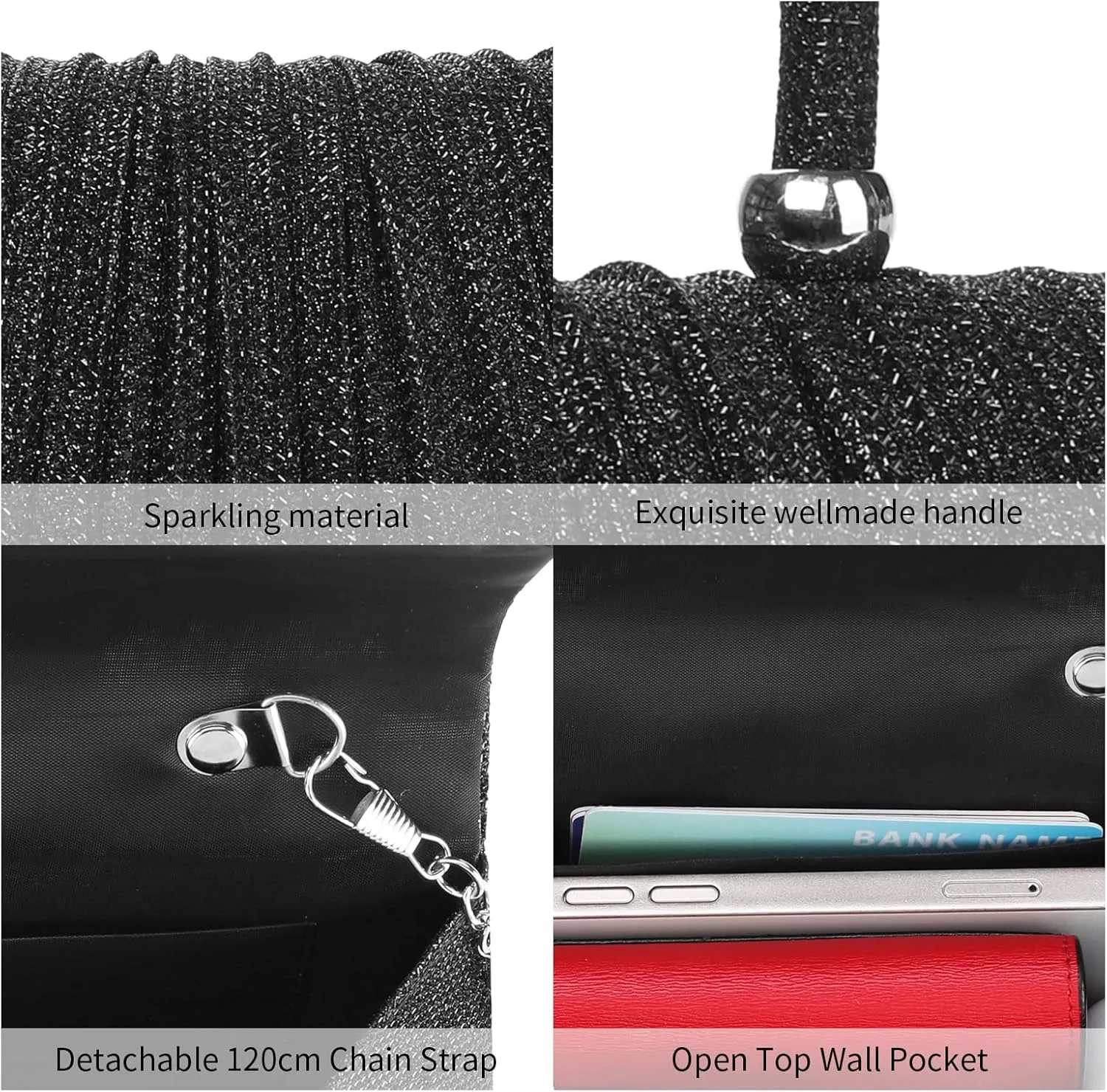 Evening Bag Sparkly Clutch Purses for Women Wedding Party Women's Shoulder Bag Crossbody Handbags