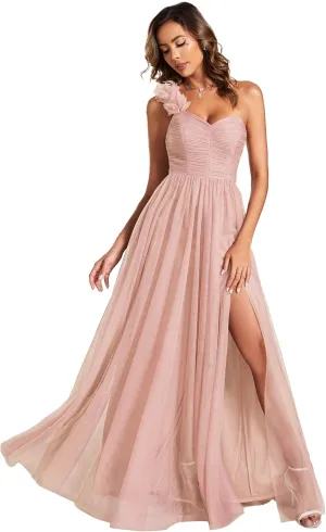 Ever-Pretty Women's One Shoulder Sleeveless Pleated A-Line Floor Length Bridesmaid Dresses 01911