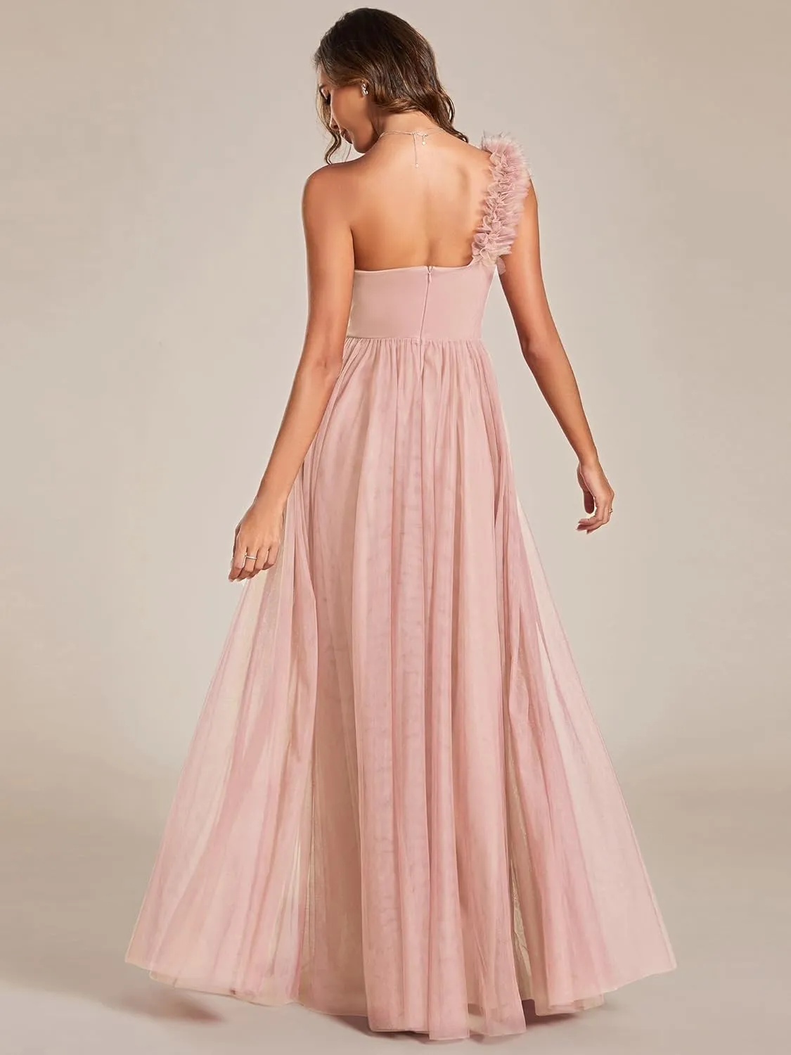 Ever-Pretty Women's One Shoulder Sleeveless Pleated A-Line Floor Length Bridesmaid Dresses 01911
