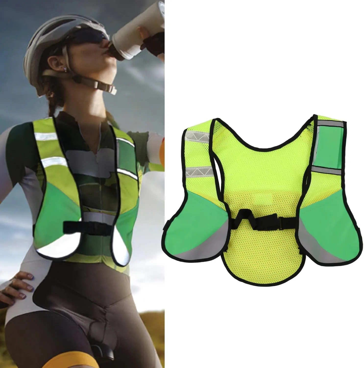EVTSCAN Reflective Safety Running Vest, for Men Women Running Gear, for Walking at Night, 200m Away Visible, with Zipper Pocket for Running, Walking, Cycling