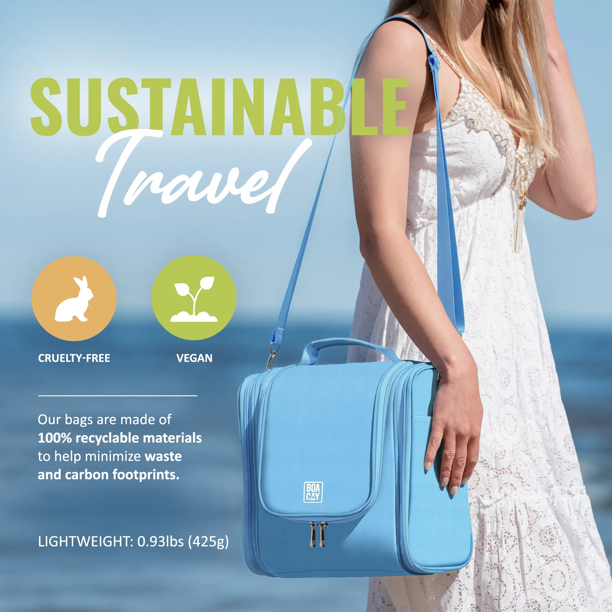 Extra-Large Collapsible Hanging Toiletry Bag - Baby Blue