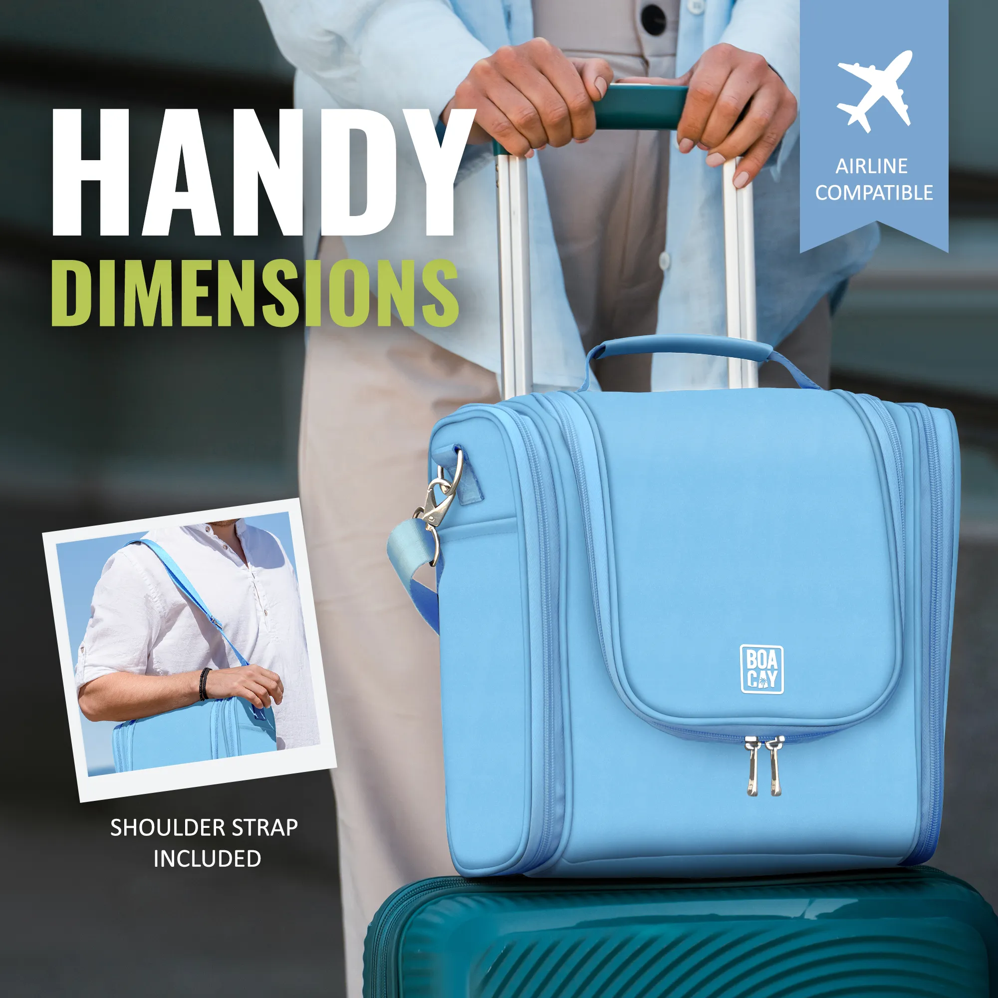 Extra-Large Collapsible Hanging Toiletry Bag - Baby Blue