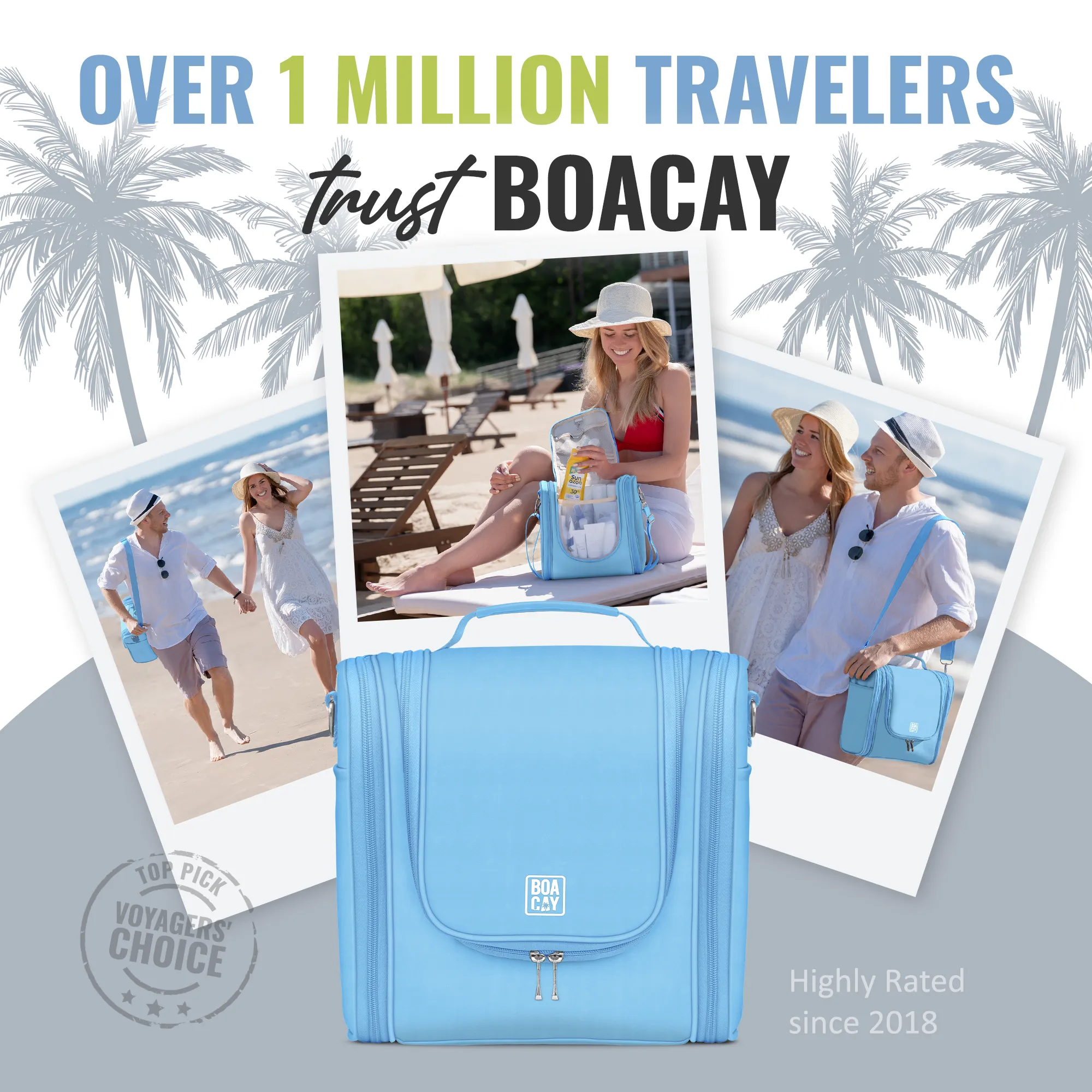 Extra-Large Collapsible Hanging Toiletry Bag - Baby Blue