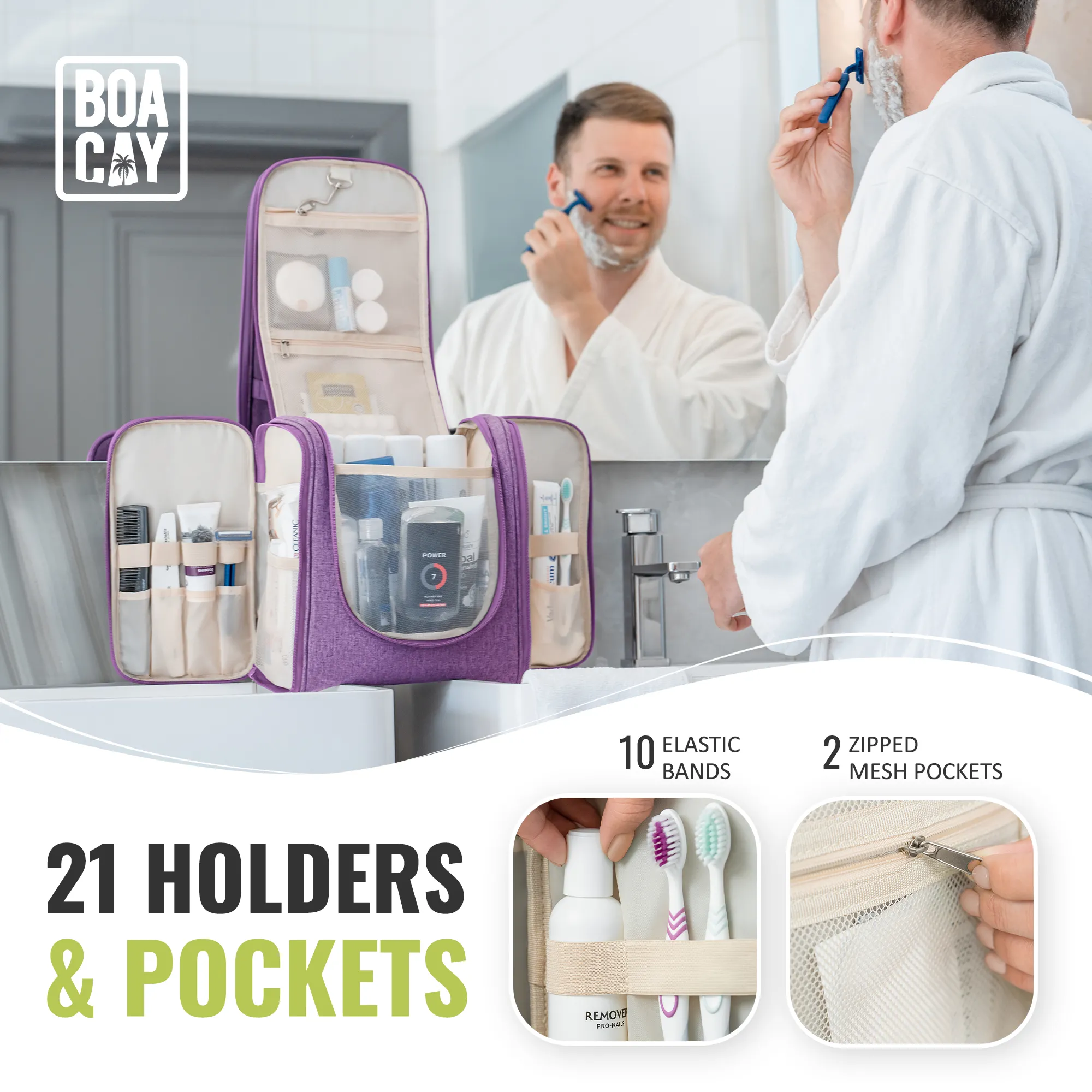 Extra-Large Collapsible Hanging Toiletry Bag - Wild Purple