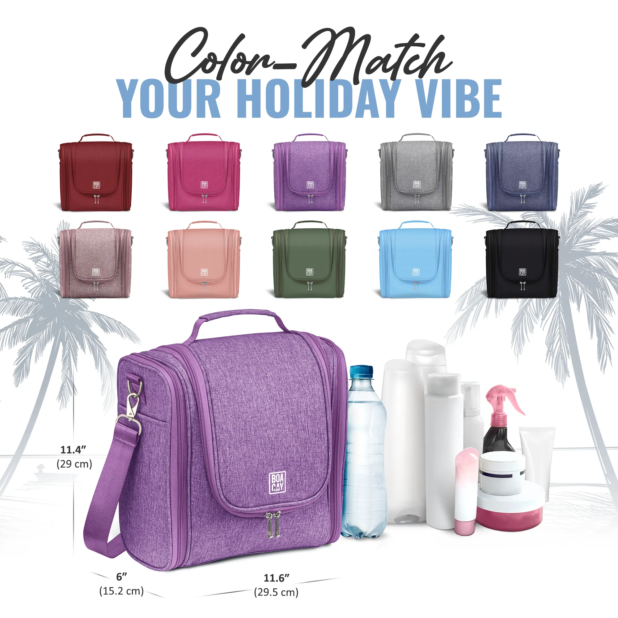 Extra-Large Collapsible Hanging Toiletry Bag - Wild Purple