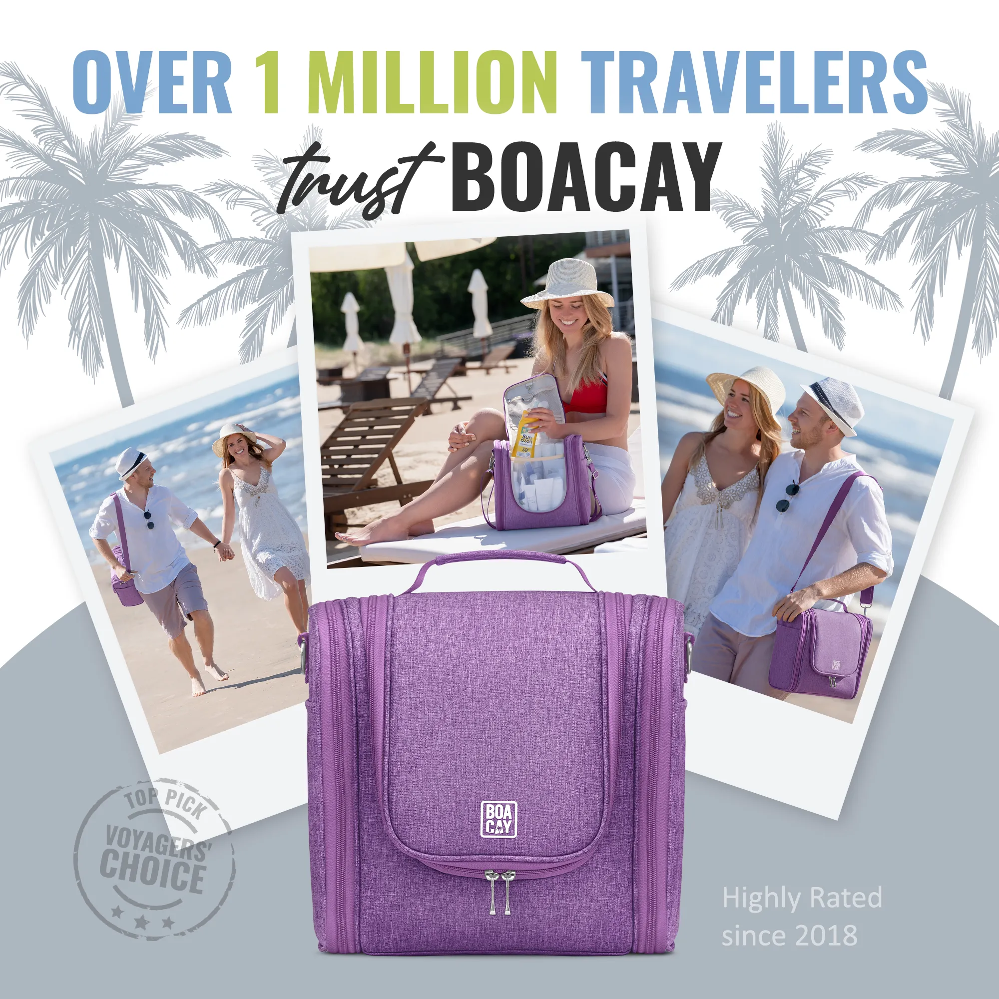 Extra-Large Collapsible Hanging Toiletry Bag - Wild Purple