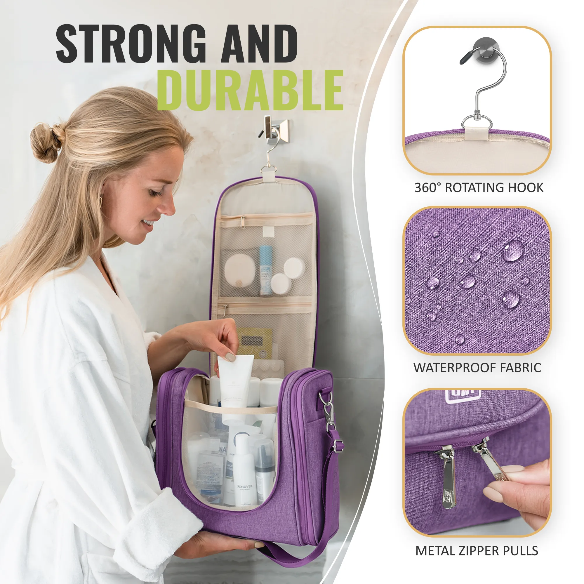 Extra-Large Collapsible Hanging Toiletry Bag - Wild Purple