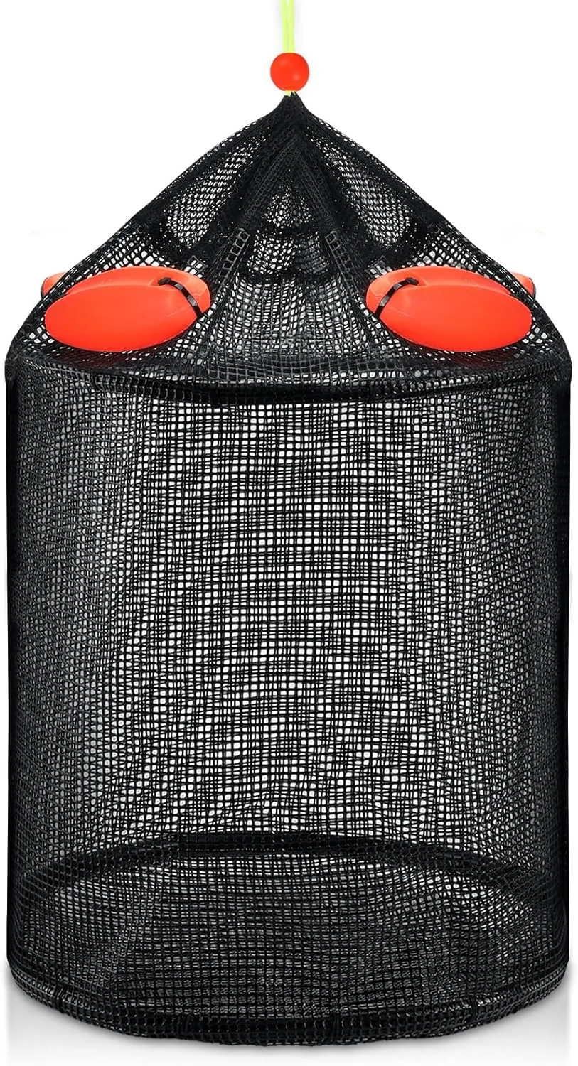 Extra Large Foldable Floating Fishing Basket for Live Caught Fish, Floatable Fishing Net Basket, Heavy Duty Coated Portable Fish Basket