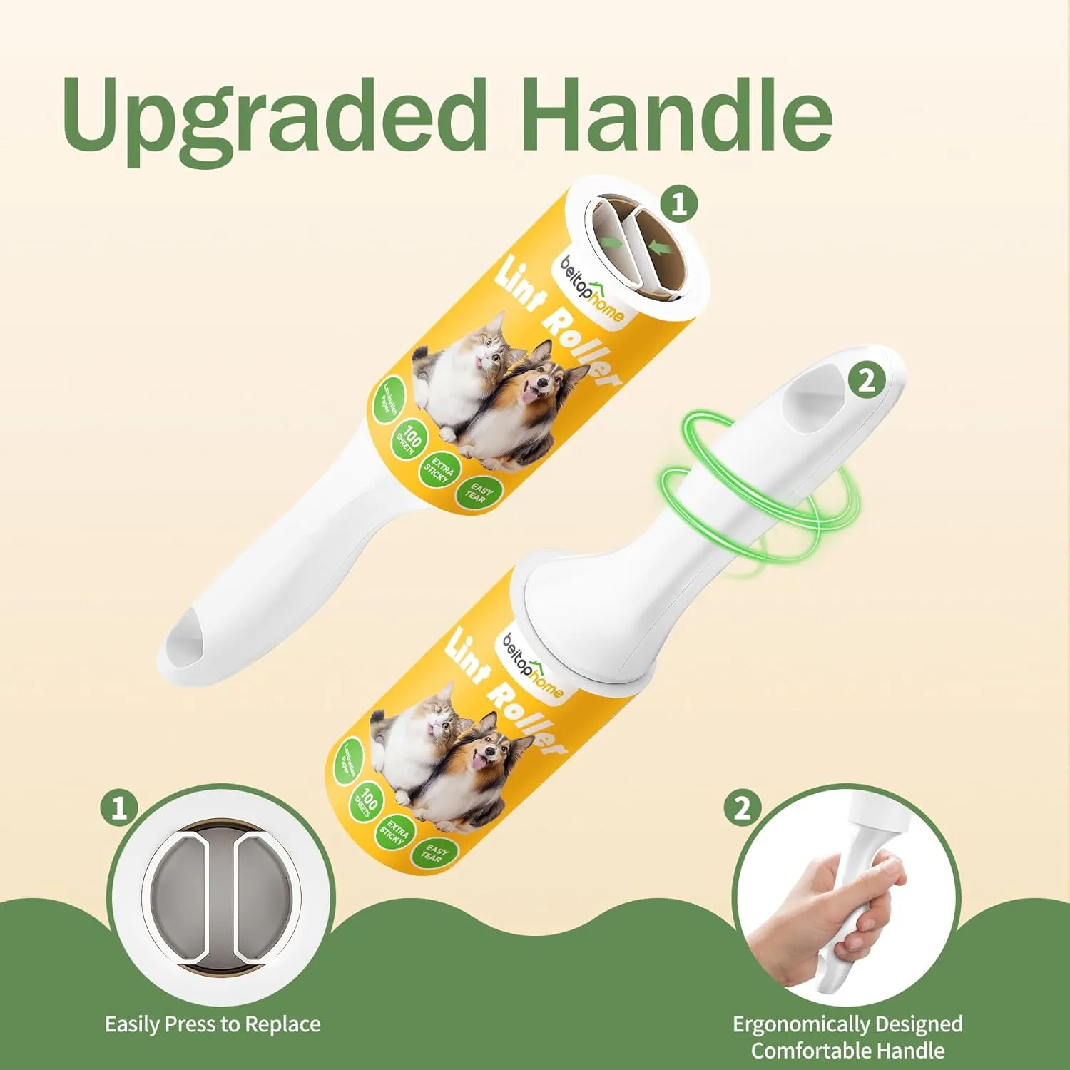 Extra Sticky Lint Roller for Pet Hair, 800 Sheets with Reinforced 4 Handles and Tough Paper, Perfect for Dog and Cat Hair Removal, Ideal for Clothes, Carpet, and Dust Cleaning Mega Value Set