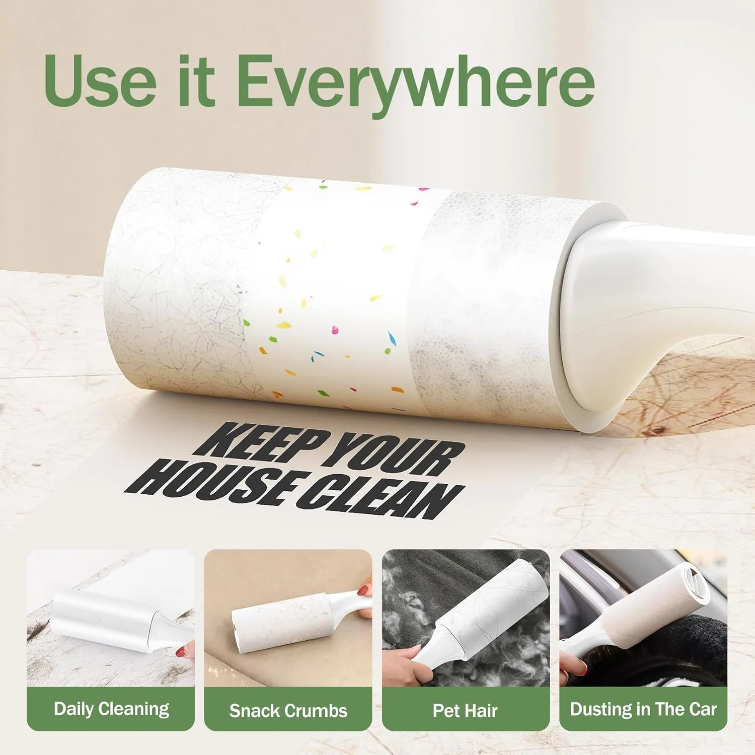 Extra Sticky Lint Roller for Pet Hair, 800 Sheets with Reinforced 4 Handles and Tough Paper, Perfect for Dog and Cat Hair Removal, Ideal for Clothes, Carpet, and Dust Cleaning Mega Value Set