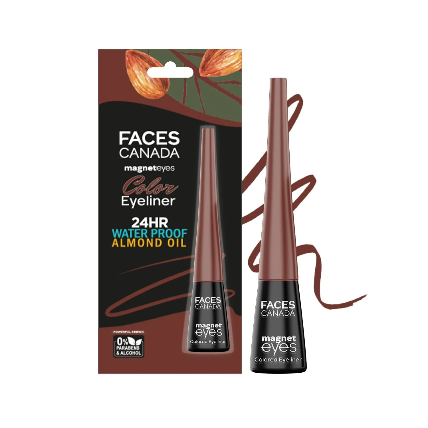 FACES CANADA Magneteyes Color Eyeliner Gel - Powerful Brown,4 Ml|Glossy Finish|24Hr Long-Lasting|Waterproof|Smudgeproof|Precise Application|Intense Color Payoff|Almond Extract & Vitamin E