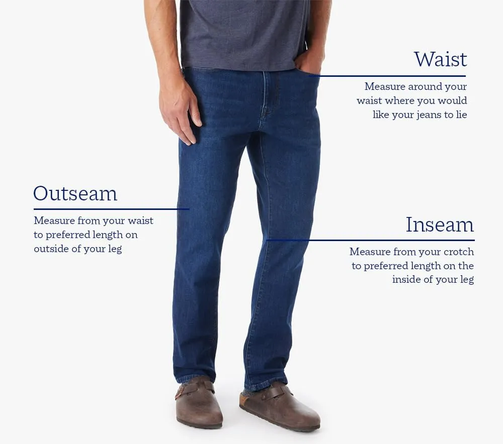 Fair Harbor The Ultra-Stretch Driftwood Denim –– Men's Straight-Fit Denim Pant, 32-Inch Inseam – Soft-Stretch, Authentic Wash