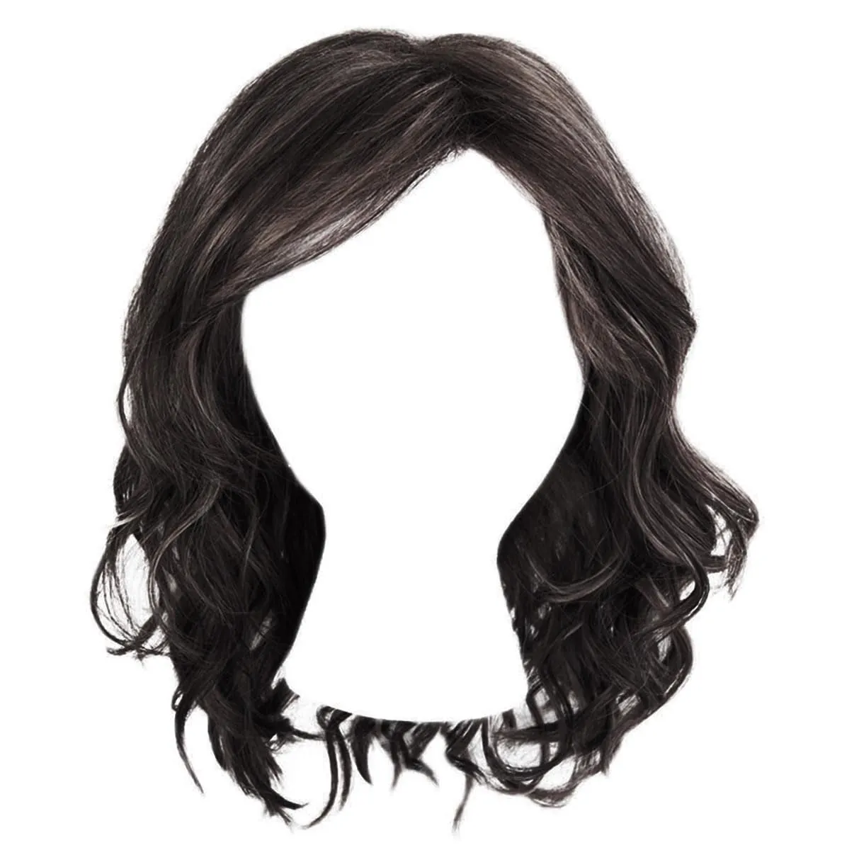 Fancy Chic Mid-Lenth Layered Tousled Bob Wig by Hairuwear, Average Cap - Black