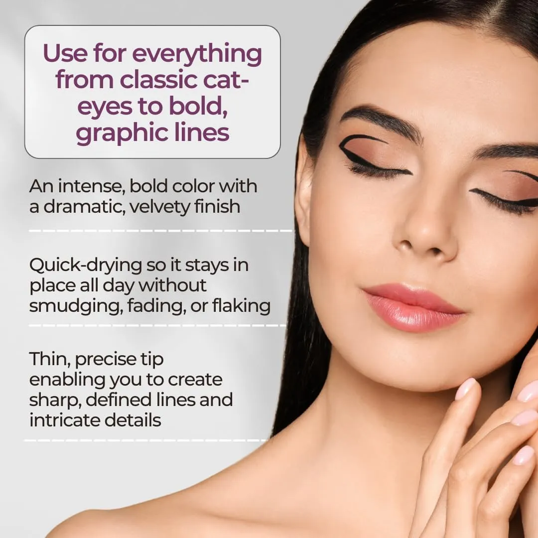 F.A.R.A.H 18HR Liquid Eyeliner Black Velvet - Ultra-Fine Precision Tip for Sharp, Defined Lines and Long-Lasting Wear - Smudge-Proof