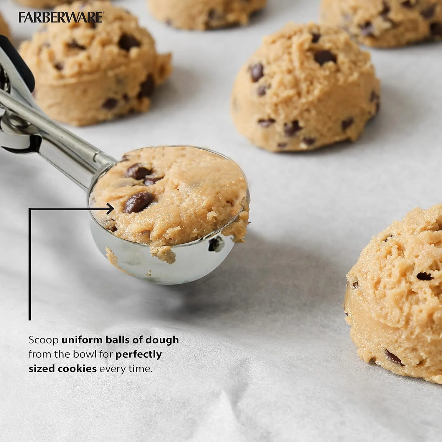 Farberware Professional Stainless Steel Cookie Dough Scoop, 8.27 Inch, Black