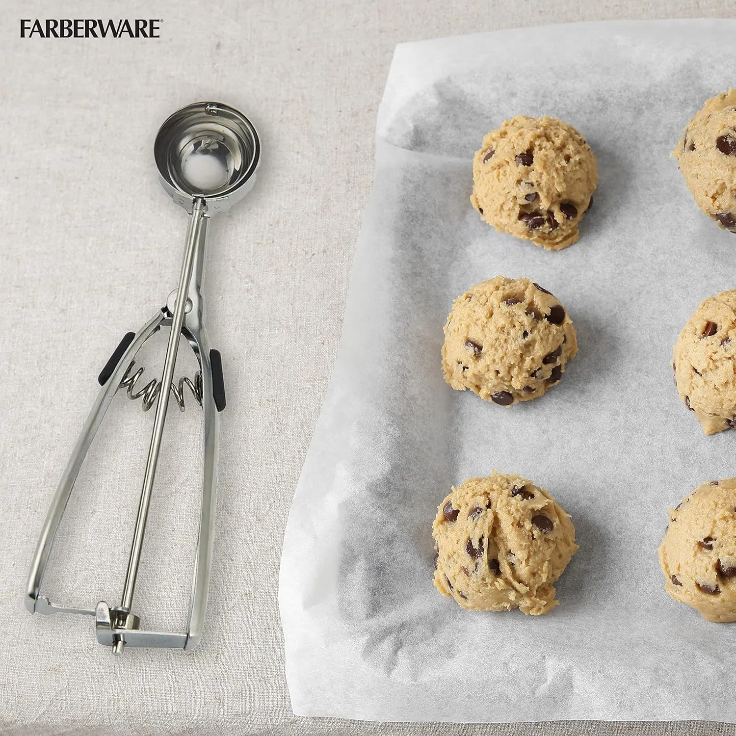 Farberware Professional Stainless Steel Cookie Dough Scoop, 8.27 Inch, Black