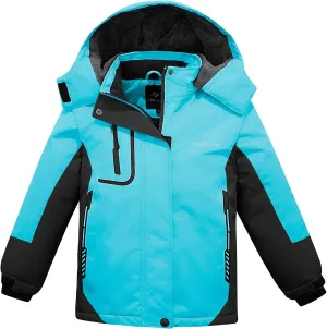 FARVALUE Girls Waterproof Ski Jacket Windproof Winter Coat Warm Fleece Snow Coat Outdoor Raincoats Hooded