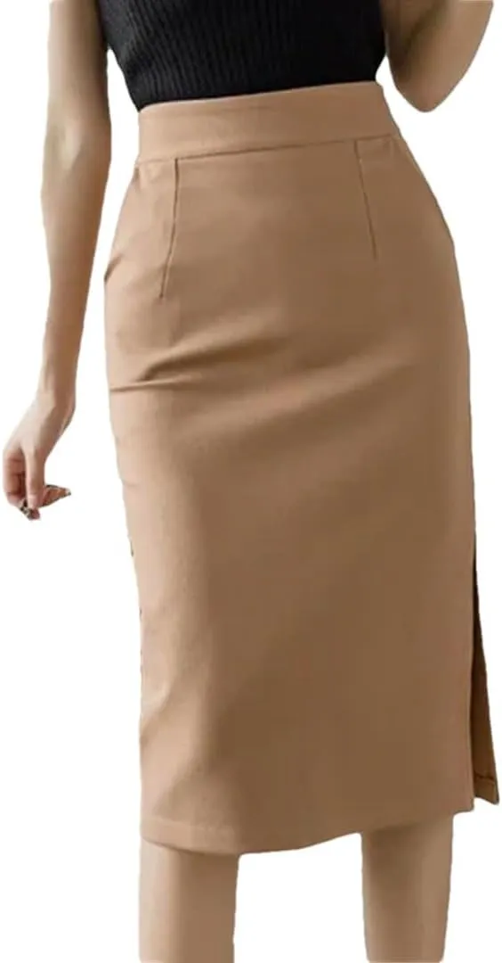 Fashion Korean High Wiast Office Long Skirt Women Summer Bodycon Elegant Sexy Pockets Midi Pencil Skirt