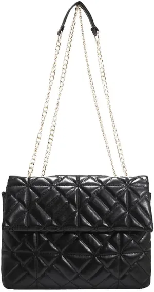 Fashion Quilted Leather Shoulder Bag for Women with Chain - Casual Crossbody Envelope Bag (Brown)