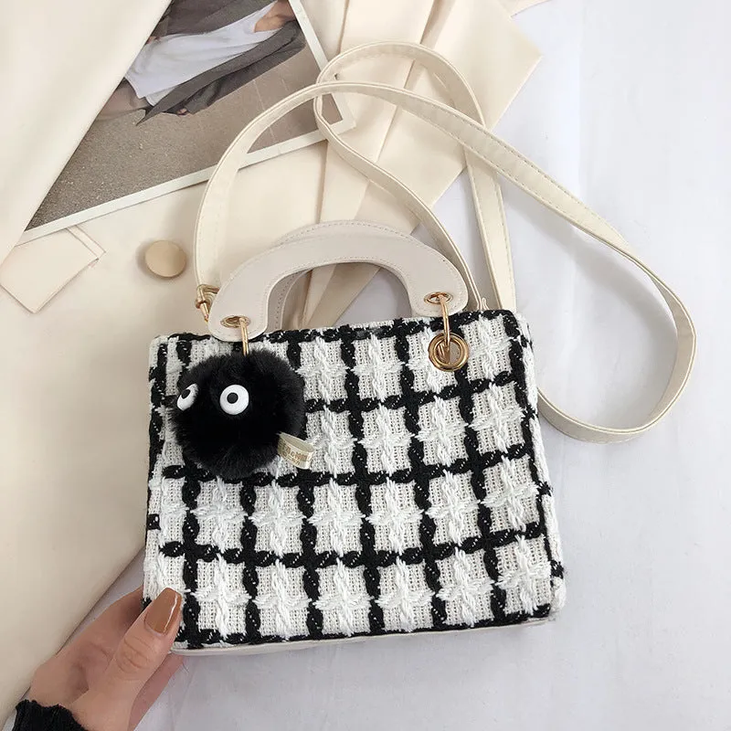 Fashion Woolen Plaid Western Style Texture Crossbody Bags