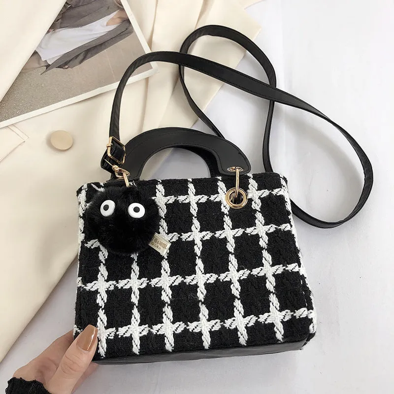 Fashion Woolen Plaid Western Style Texture Crossbody Bags