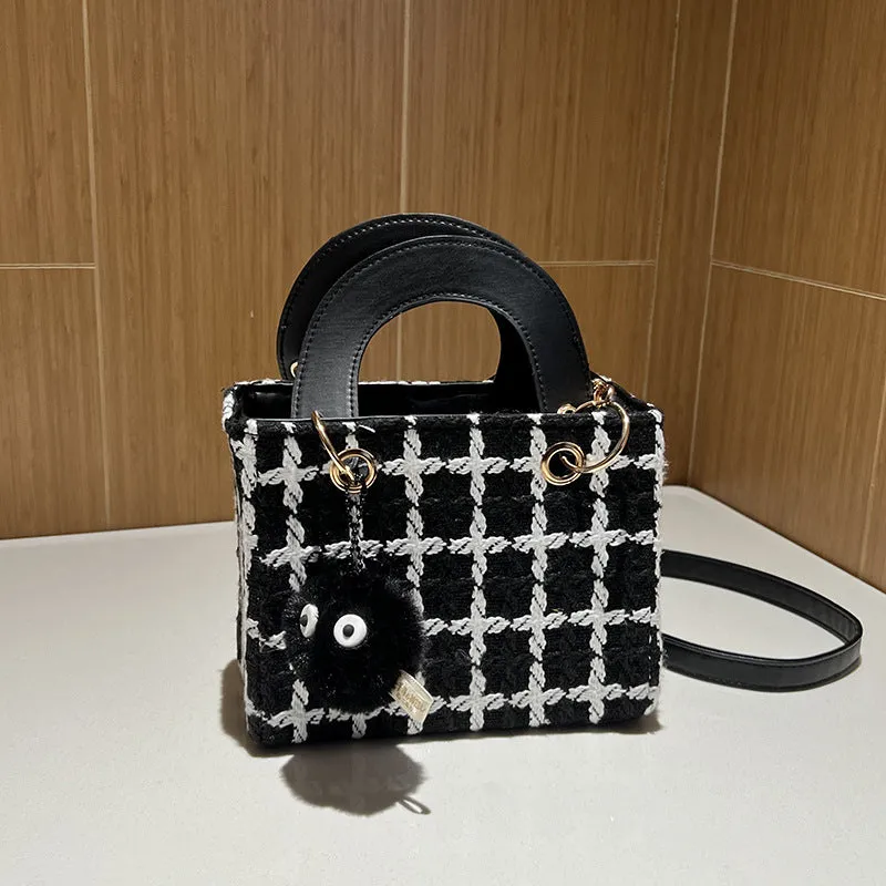 Fashion Woolen Plaid Western Style Texture Crossbody Bags