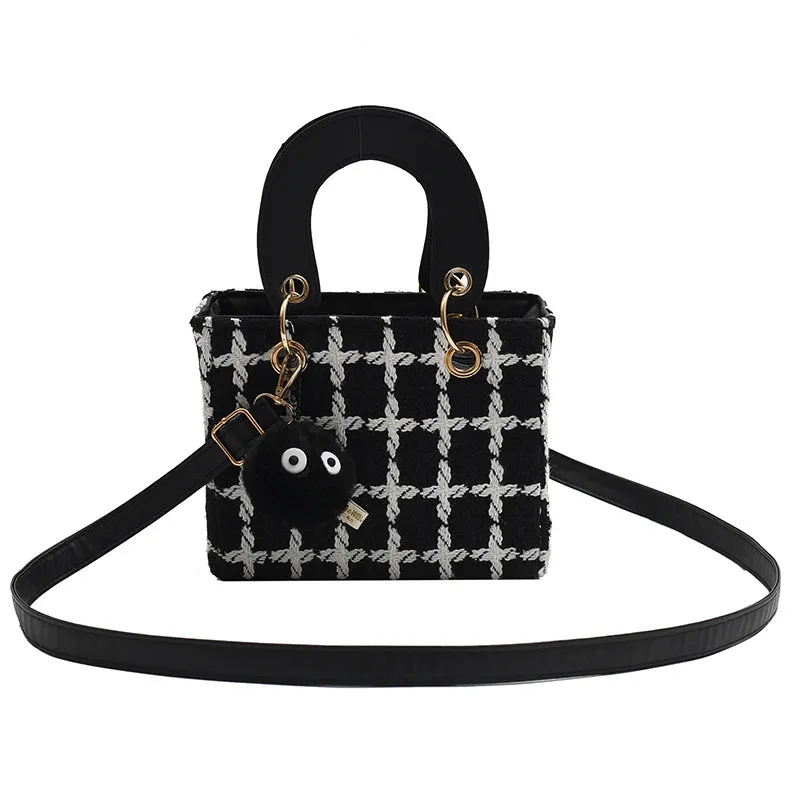 Fashion Woolen Plaid Western Style Texture Crossbody Bags