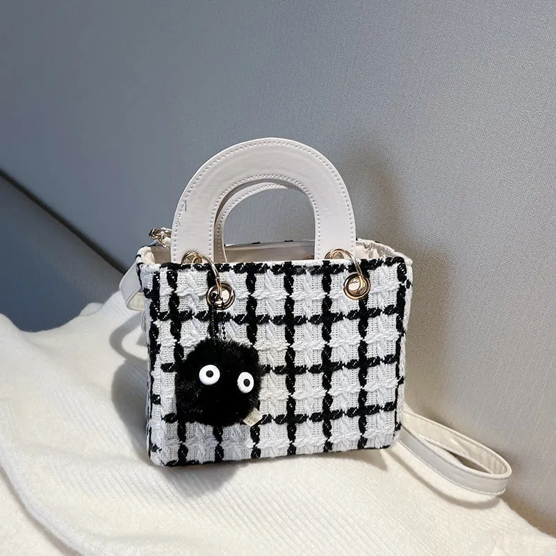 Fashion Woolen Plaid Western Style Texture Crossbody Bags